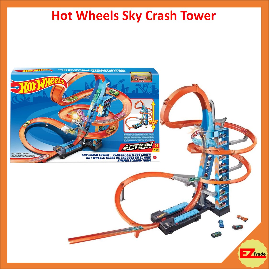 Hot Wheels Sky Crash Tower Track Set, 2.5+ ft High
