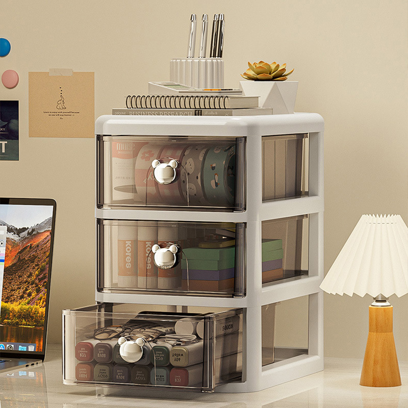 Máy tính để bàn hộp lưu trữ, loại ngăn kéo, bàn trang điểm trong suốt, mỹ phẩm hộp lưu trữ, nhựa nhiều lớp văn phòng phẩm tổ chức kệ