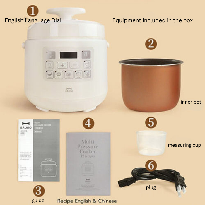 Bruno Multi Pressure Cooker | Model: BOE058-IV-ACE | Ivory