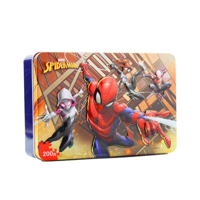 Disney Spider-Man Avengers Plane Puzzle 200 Piece Iron Box Wooden Jigsaw Toys Zhiyi Development Hands-on Puzzle