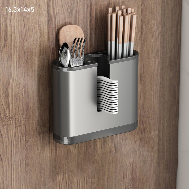YONUO Knife holder wall mounted non perforated kitchen storage rack, drain spoon, chopsticks cage, barrel, chopsticks barrel, knife storage box