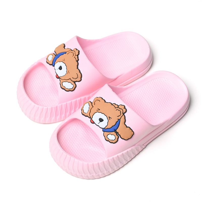 IP Cartoon cute plastic children's slippers, solid color thick-soled non-slip bathroom indoor slippers