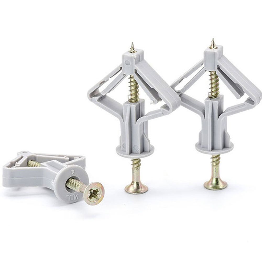 QIGUI 100 PCS Grey Drywall Anchor Kit Plastic Plugs Screws Hollow Wall