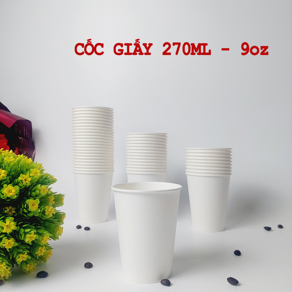 50 Chiếc cốc giấy 270ml ~ 9oz ly giấy NHẬP KHẨU HÀN QUỐC