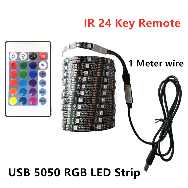 DC 5V USB 1 Meter LED Strip 5050 Waterproof RGB LED Flexible 50CM 1M 2M ...