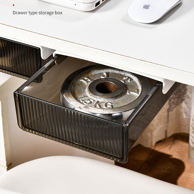 Storage box Invisible storage box under the desk Drawer type punch-free plastic covered Desktop storage box Office stationery shelf Storage box Hide the storage box