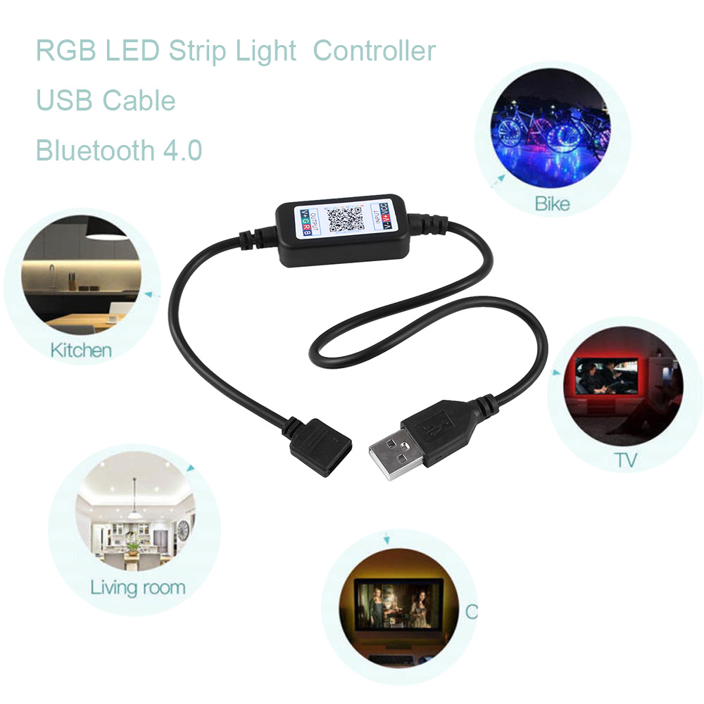 OKDEALS Bộ Điều Khiển Đèn Dây LED RGB 5-24V Mini Linh Hoạt, Cáp USB Điều Khiển Điện Thoại Thông Minh, Bluetooth 4.0
