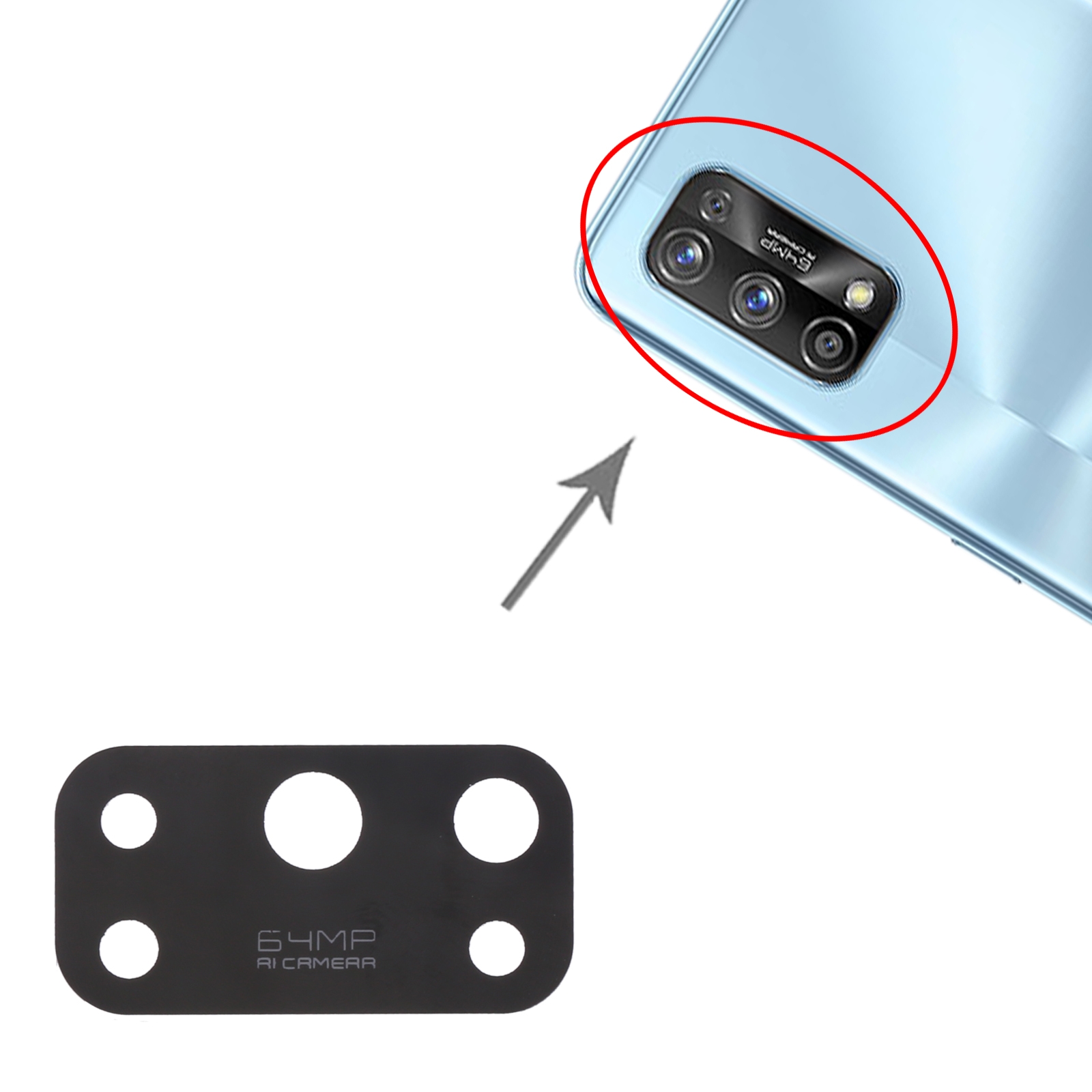 For OPPO Realme 7 Pro RMX2170 10pcs Back Camera Lens(As You Like it)