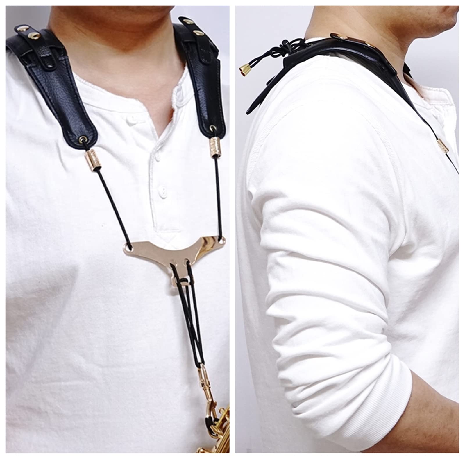 Miwayer Saxophone Strap Leather Adjustable Saxophone Shoulder Strap Saxophone Lanyard Musical Instrument Essories