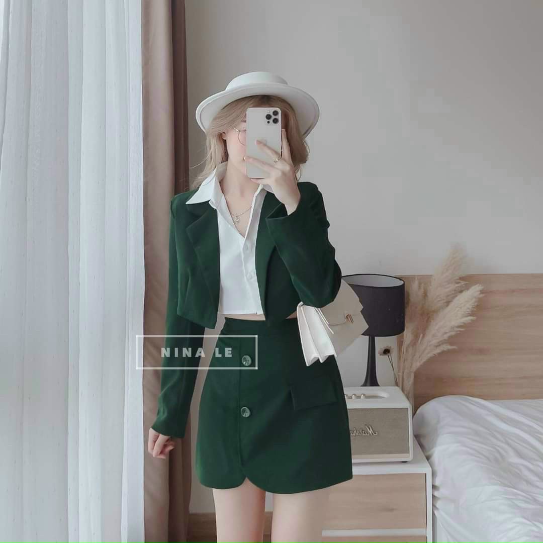 Sét Đồ 3 Món (chân váy có lót) Sang Chảnh