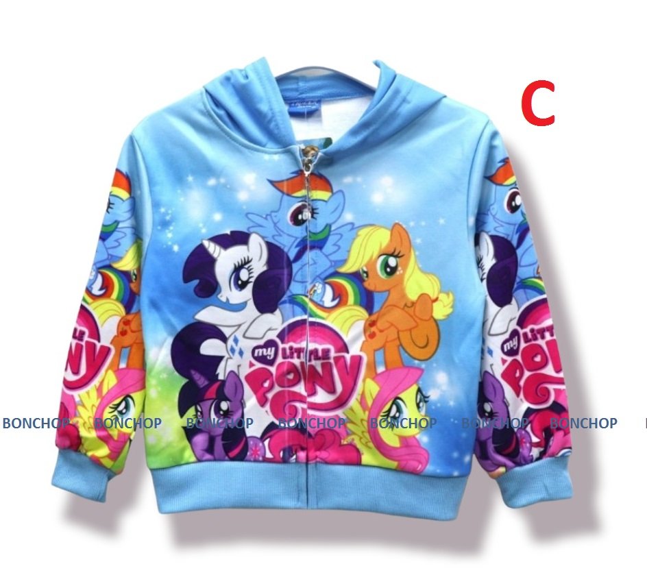 [ảnh thật] Áo Khoác Bé gái Pony Bản Thun mịn in 3D mặt trước và sau cho bé từ 1 tuổi đến 14 tuổi