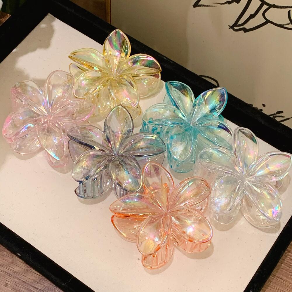 Kẹp Tóc Hoa Sứ Hologram Trong Màu 8cm