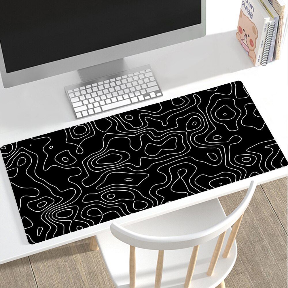1 Large Black And White Gaming Mouse Pad Gamer Big Mouse Mat Computer Gaming Locking Edge Mousepad 90X40cm Keyboard Desk Mice Pad