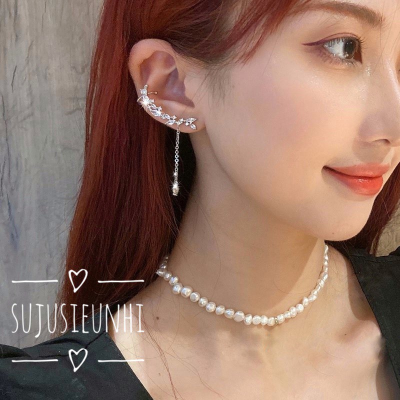 Khuyên tai xương lá kẹp vành thời trang