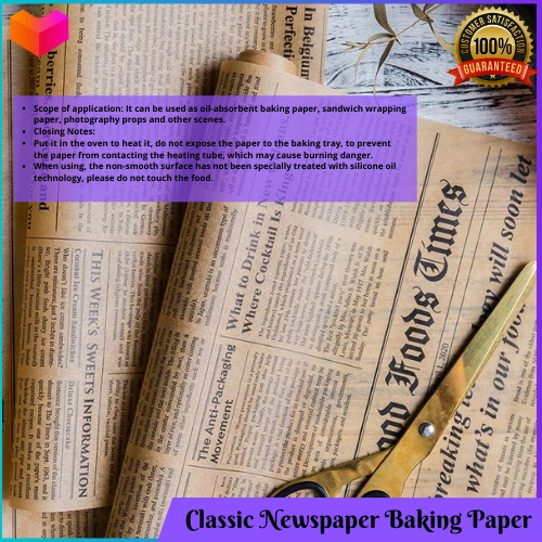 Classic Newspaper Design Parchment Paper Kitchen Oil Absorbing Paper  Non-Stick Oil-Proof Baking Paper Sandwich Heat Resistant Paper Roll
