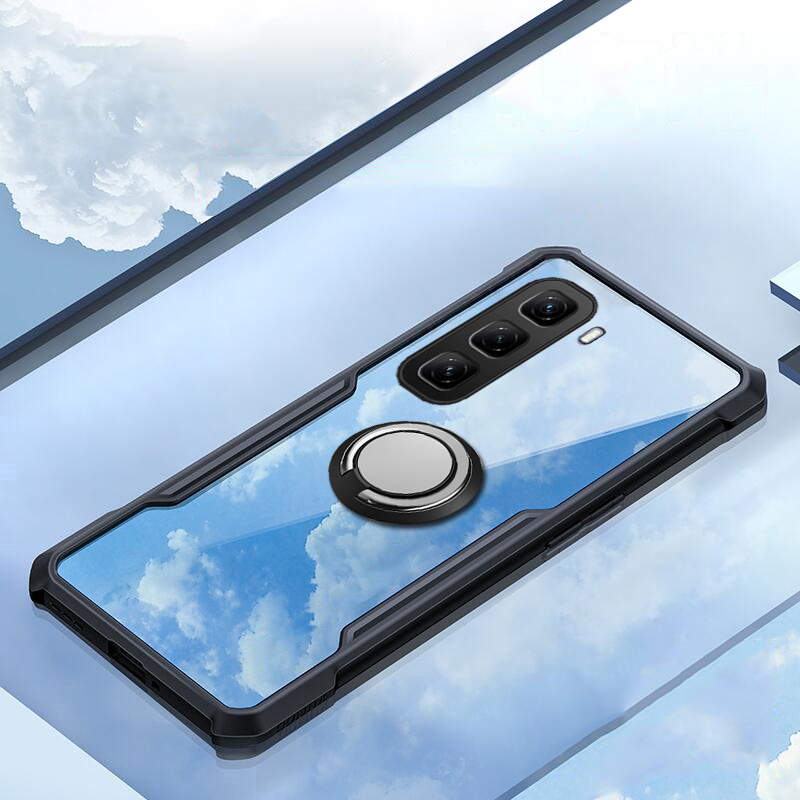 For infinix Hot 50 Pro Plus Case Hard Clear Transparent Shockproof Armor Car Adsorb Holder Ring For infinix Hot 50 Pro + Back cover Phone Cases.