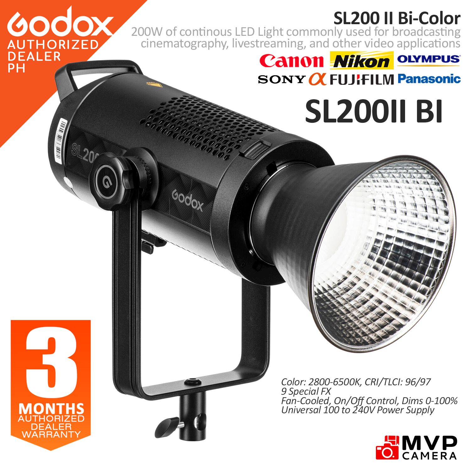 GODOX SL200 W II & Bi-Color LED Video Light SL200W SL200WII MVP CAMERA ...