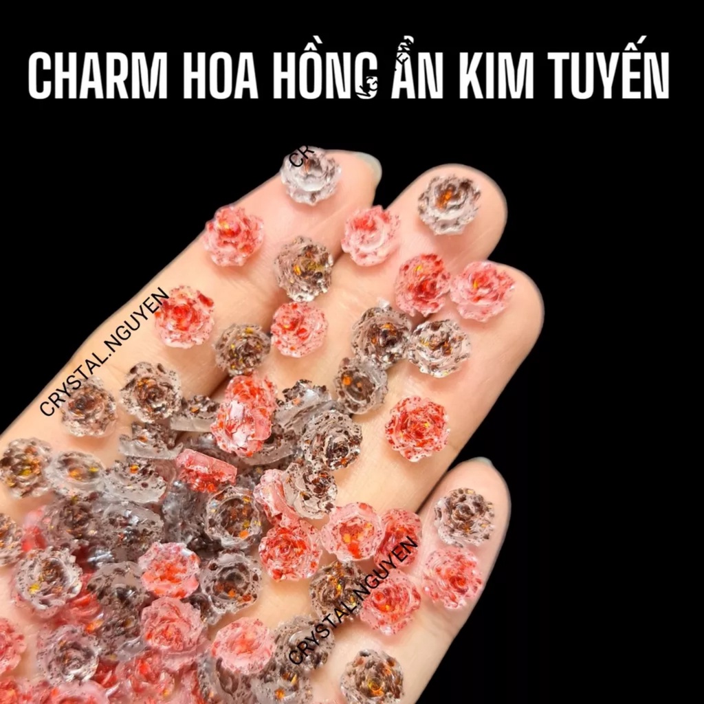 Set charm hoa hồng đính móng trang trí Phụ Kiện nail - sinailmi