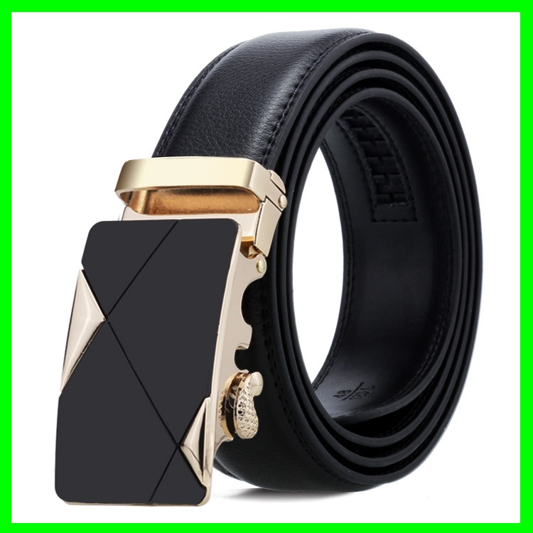 Men's automatic buckle leather belt, high quality soft leather