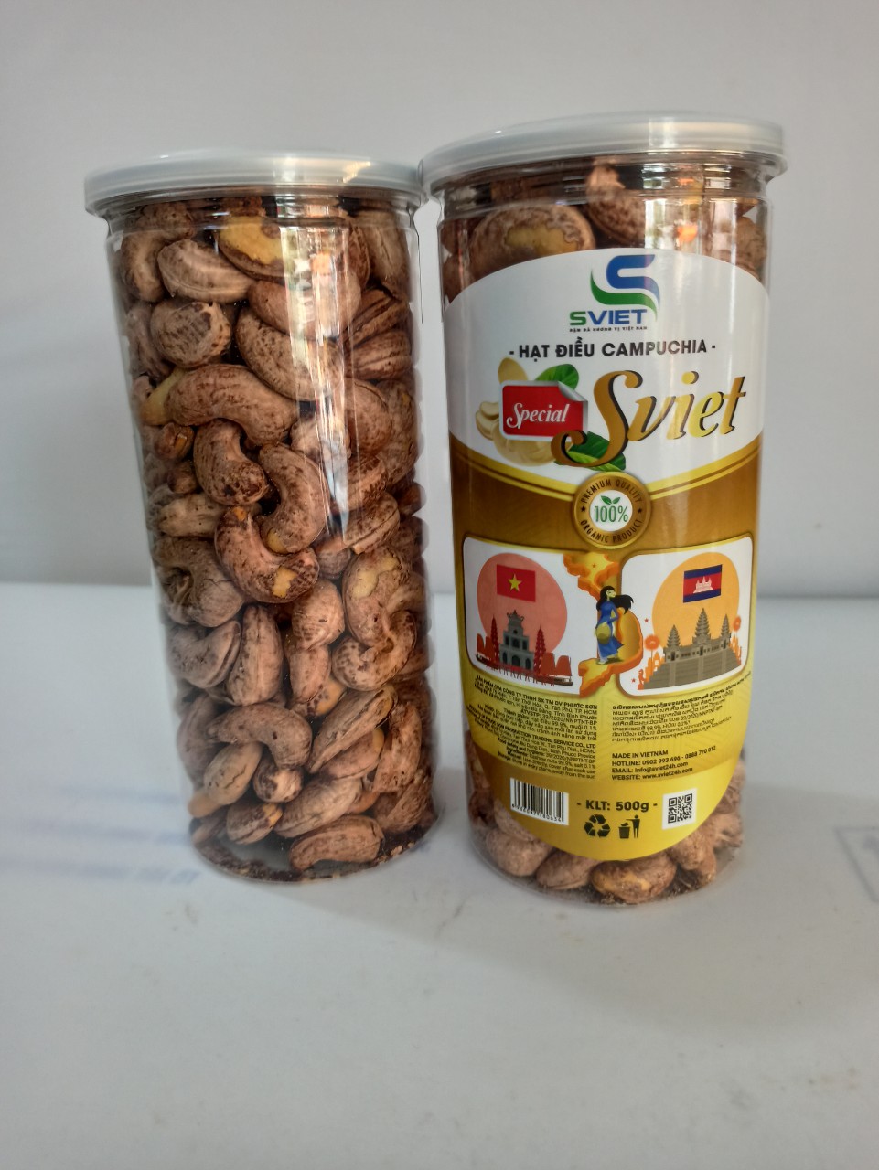 Hạt điều rang muối vỏ lụa campuchia - hộp 500g