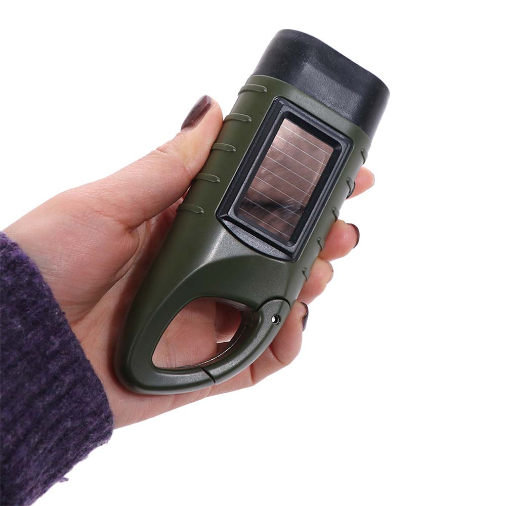 CHENJIE Hand Crank & Solar Flashlight - Rechargeable LED Torch For Camping, Fishing & Emergency (Compact Portable)_voghion.com