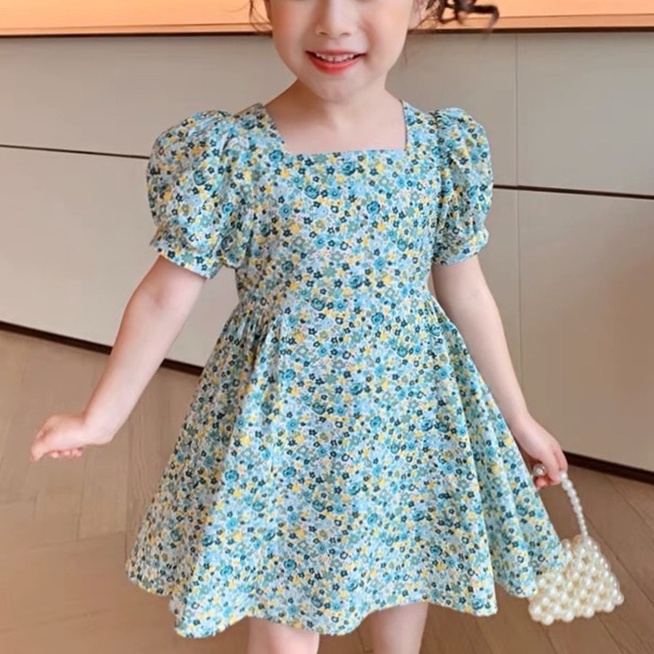 Váy thô Hoa nhí nơ lưng cho bé gái