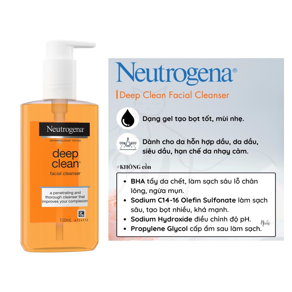 Sữa Rửa Mặt Neutrogena Làm Sạch Sâu Dạng Gel 150ml