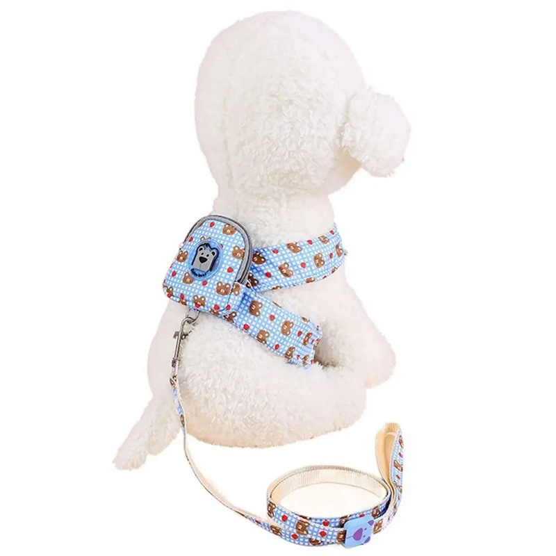 Stylish Adjustable Pet Leash Dog Harness Leash Mesh Breathable Collar Leash Strap Complete Set Pet Leash Belt Traction Rope Dog Collar Traction Rope Pet Harness Dog Breast Strap Dog Vest