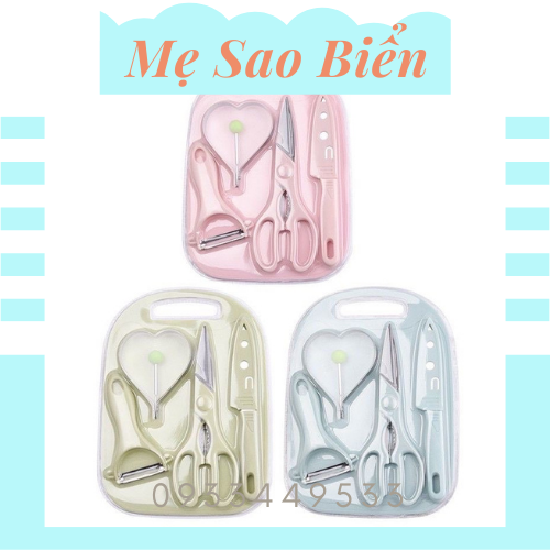 Set dao thớt ăn dặm cho bé 5 chi tiết