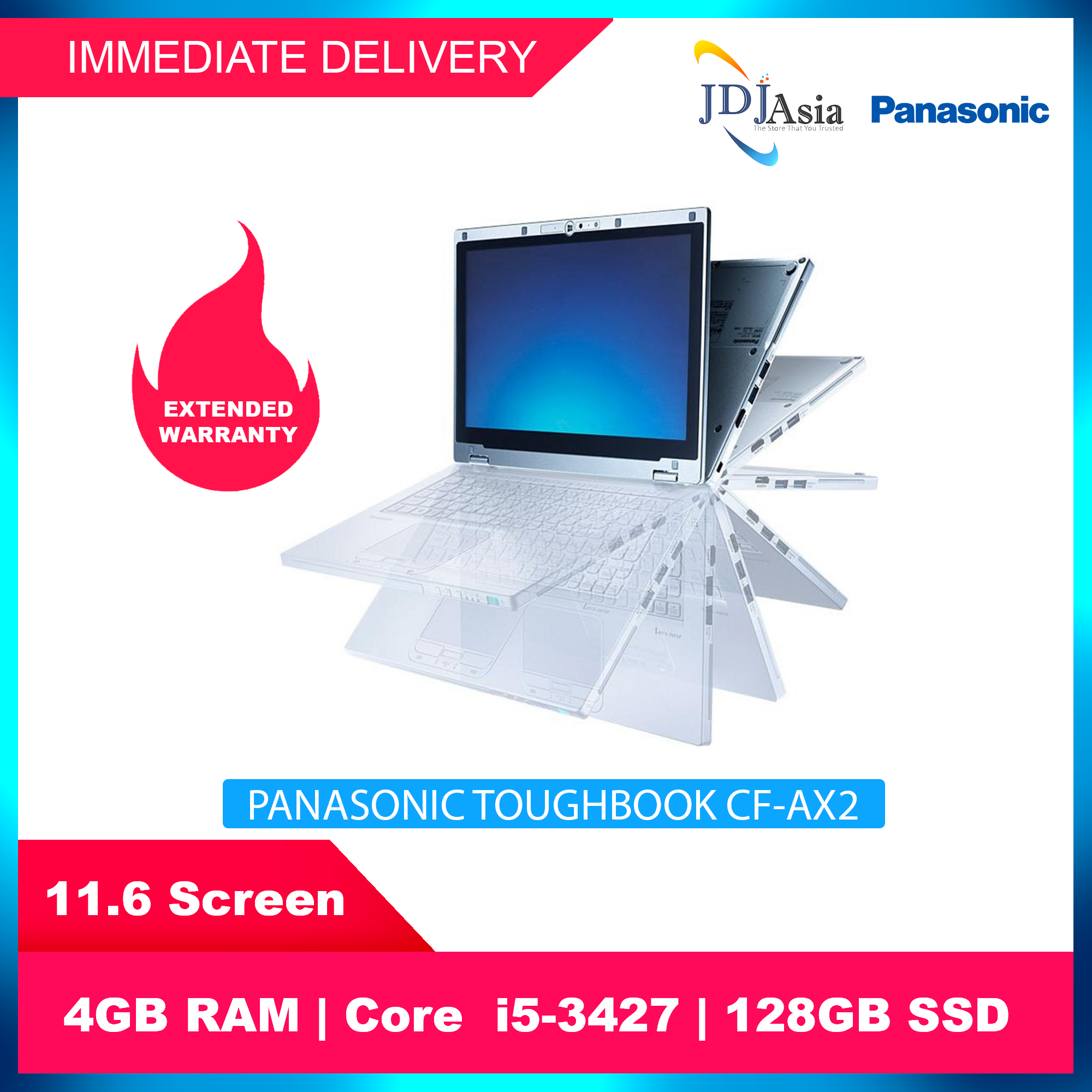 Immediate Delivery Refurbished Panasonic Toughbook Cf Ax2 Laptop Notebook Core I5 3427 2 8ghz 4gb Ddr3 128gb Ssd Lazada Singapore