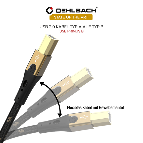 Dây cáp tín hiệu USB 2.0 dành cho DAC, music server, dài 1m Oehlbach USB Primus B