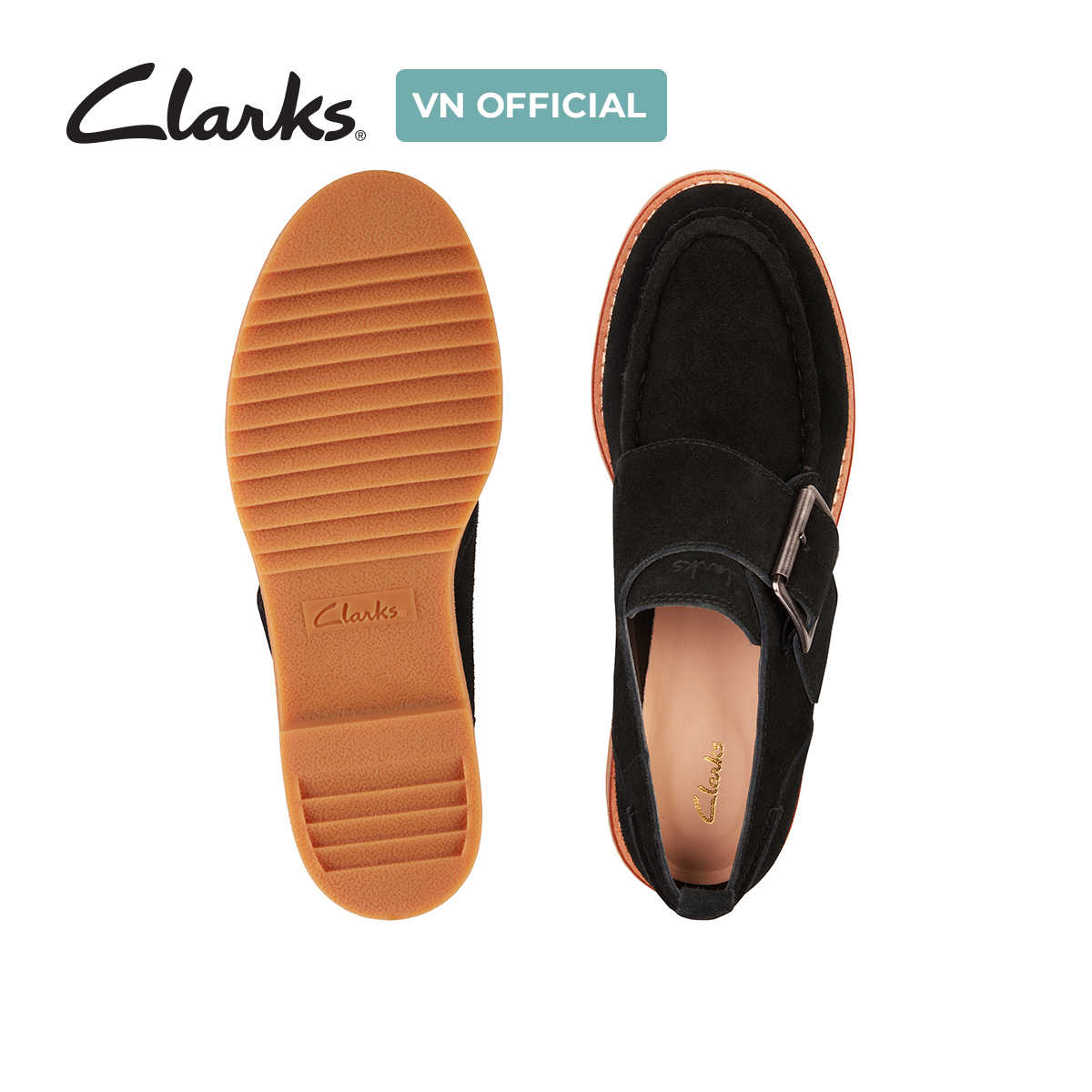 Giày Cao Gót 4cm Da Lộn Nữ Clarks - Eden Mid Monk