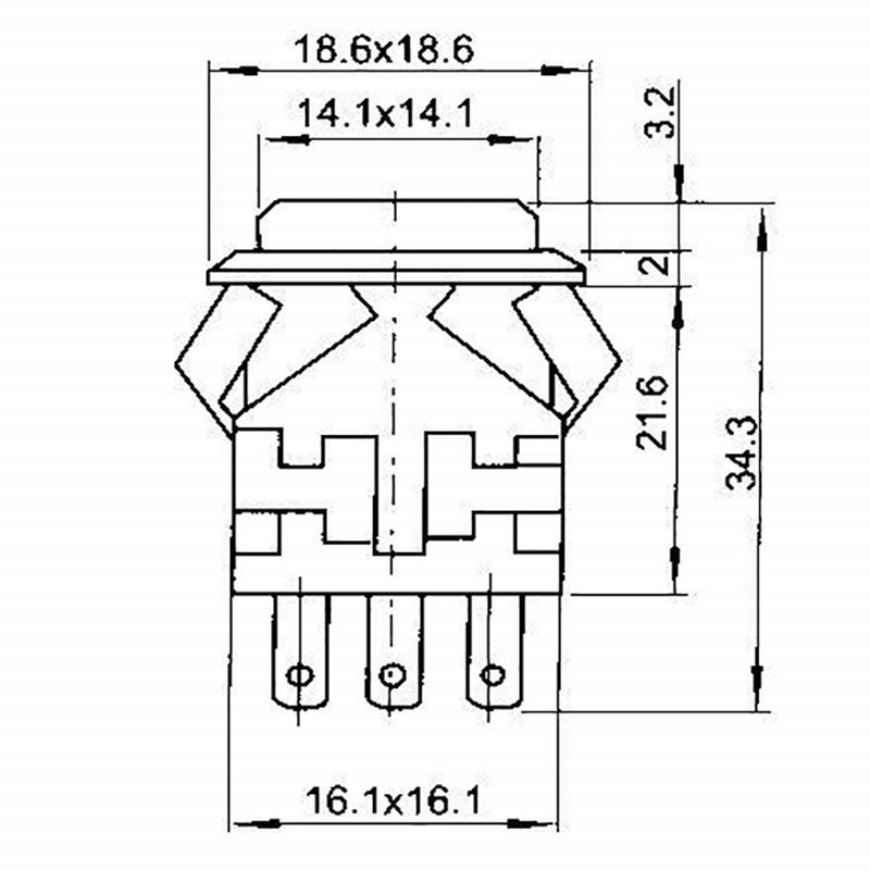 KD2 Push Button DPDT OFF/(ON) Latching SWITCH GREEN 3V Led 125V/6A 250V/3A