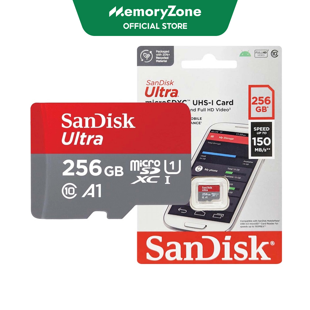 Thẻ nhớ microsdxc sandisk ultra a1 256gb 150mb/s sdsquac-256g-gn6mn