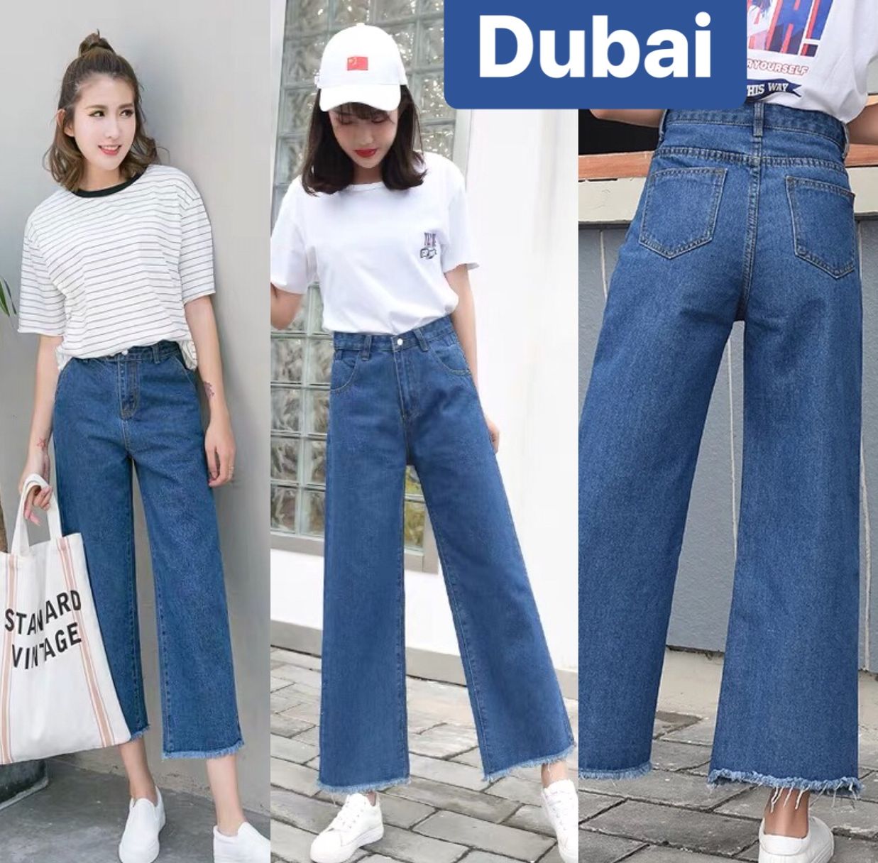 QUẦN JEAN BAGGY NỮ ỐNG RỘNG LOE LƯNG CAO XANH ĐẬM BIỂN NHẠT HOT HÈ 2023 CAO CẤP - DUBAI FASHION
