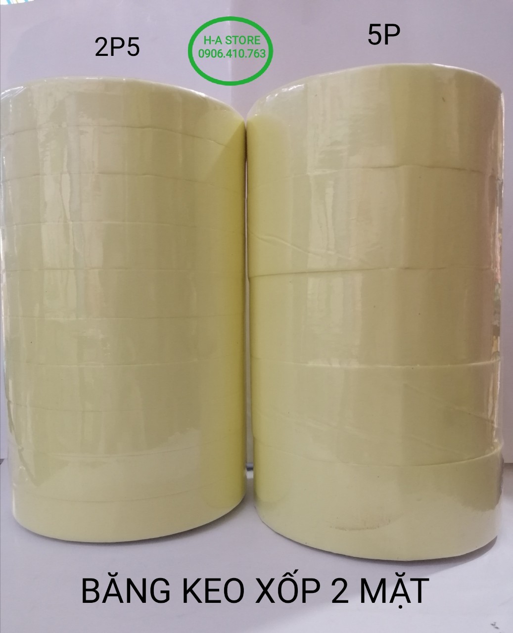 Băng keo xốp 2 mặt vàng 2P5/5P