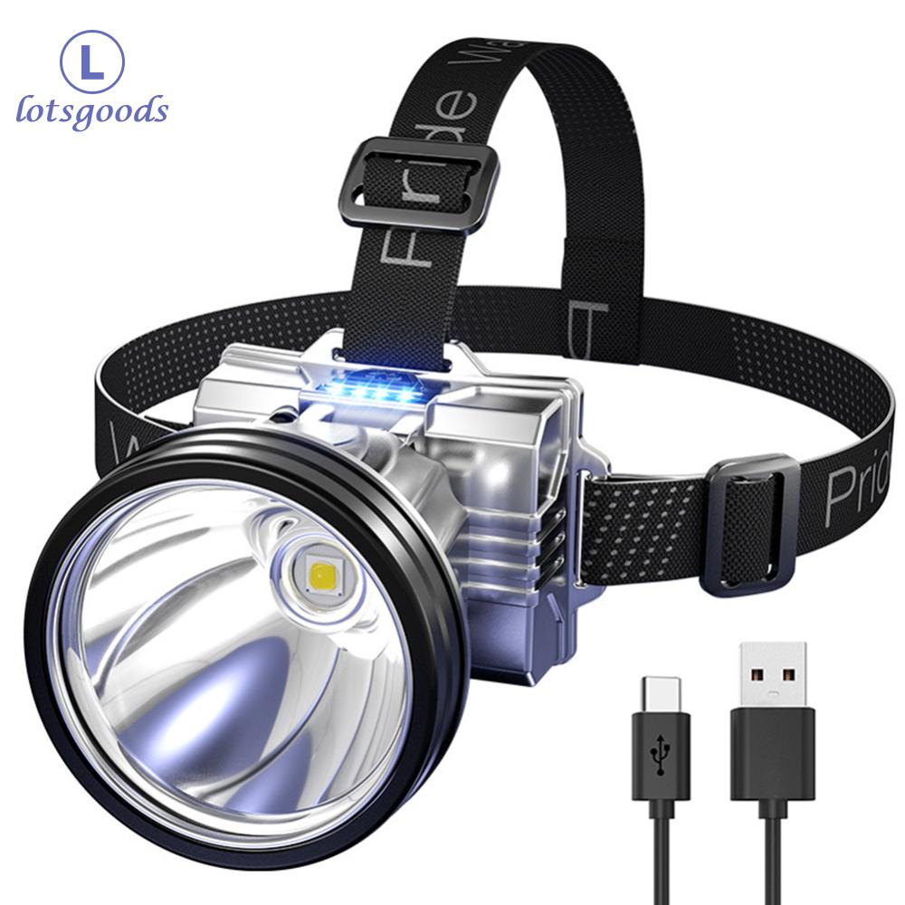 LED Camping Headlamp Built-in 1200mAh Battery IPX4 Waterproof Emergency Lamp with Headband 3 Light Modes for Adults Kids