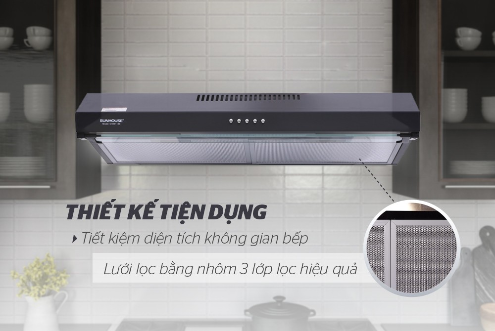 Máy hút mùi vỏ sơn SUNHOUSE SHB6118B