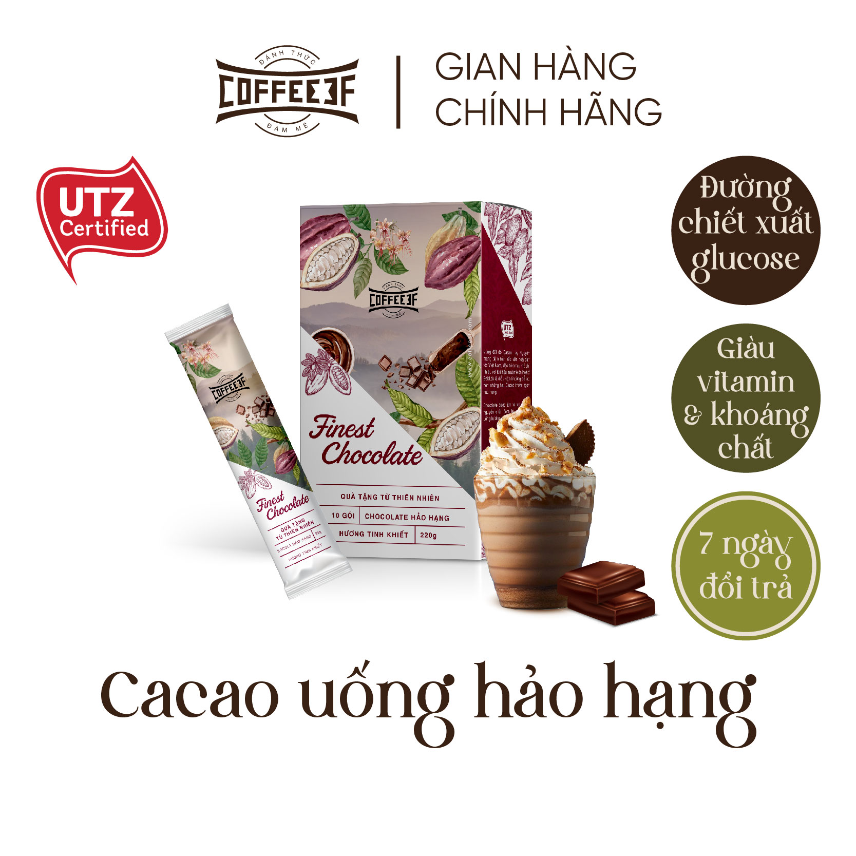 Combo 5 vị cà phê và cacao hoà tan (5 hộp x 10 gói/hộp) - Coffee 3F