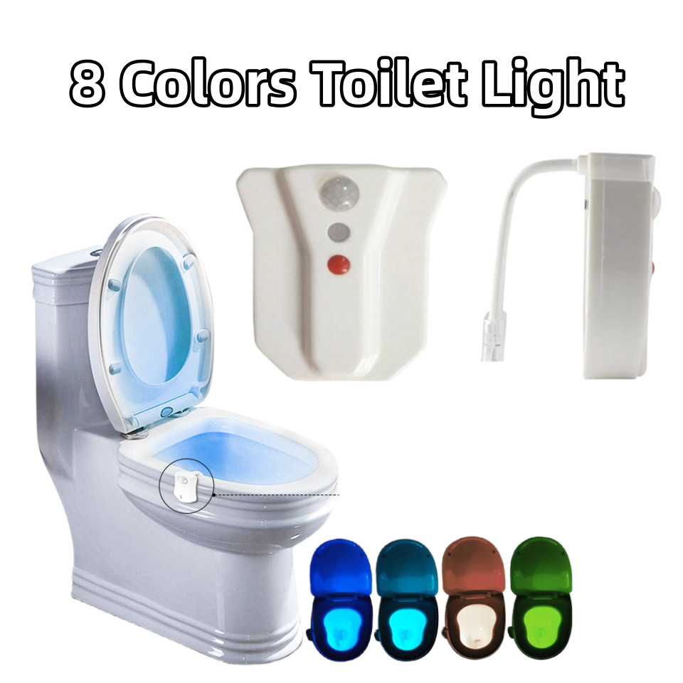 1pc 8 Colors Led Toilet Seat Light, Toilet Bowl Light With Human Body  Motion Sensor And Hanging Design