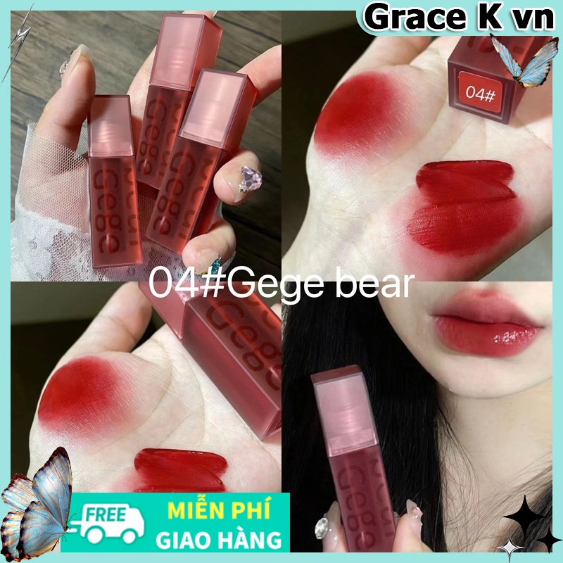 Gegebear Son Bóng Màu Nhung Lì Dưỡng Ẩm Kháng Nước Lâu Trôi hazy
