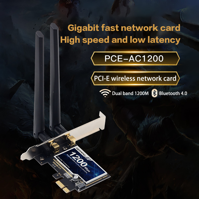 WiFi Wireless Adapter Network Card Dual Band AC1200 1200M 2.4Ghz/5Ghz PCIE Adapter For Bluetooth 4.0 Desktop Windows 7/8/10/11 MAOQIAN. 