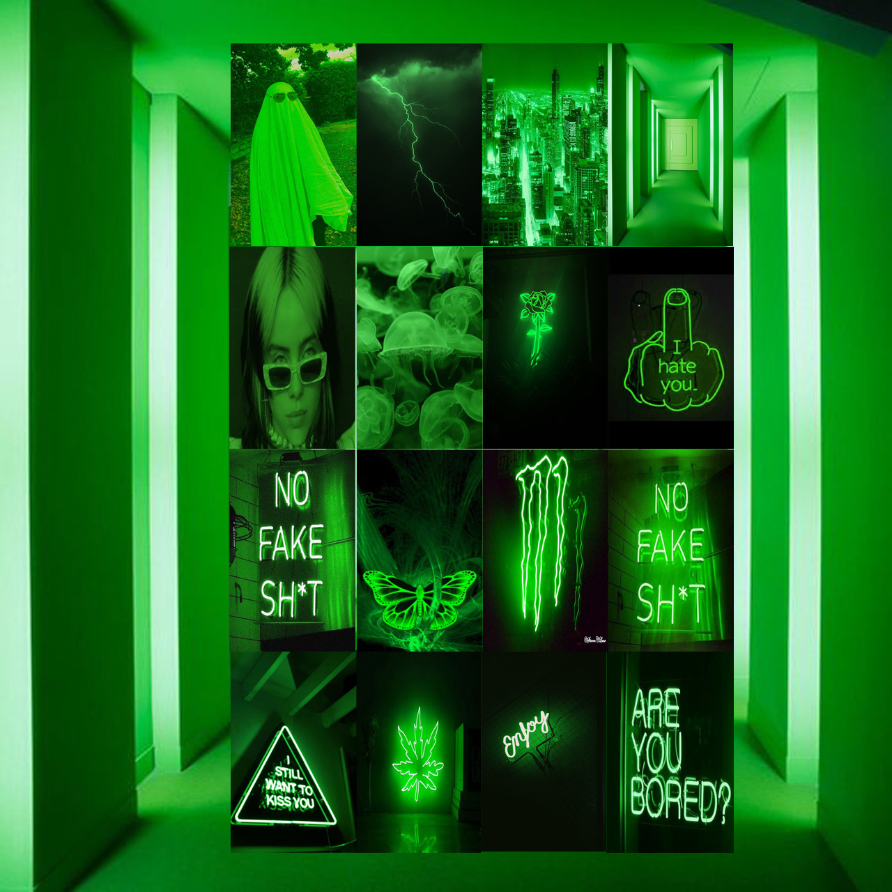 Poster Gren Hijau Neon Aesthetic Poster Aesthetic Neon Hijau Green Poster Kamar Rumah