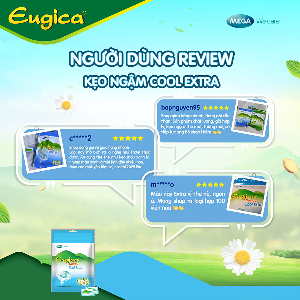 Kẹo ngậm thảo dược the mát EUGICA CANDY COOL EXTRA (Túi zip 15 viên)