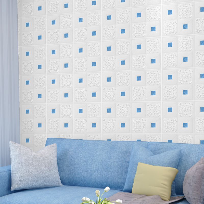 Xốp dán tường hoa văn kim tuyến xanh kt 70x70