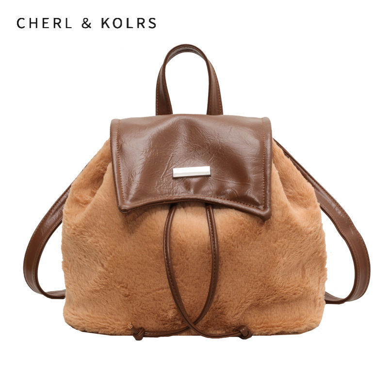 C&K Hairy mini backpack Korean chic trend texture women's backpack plush bag