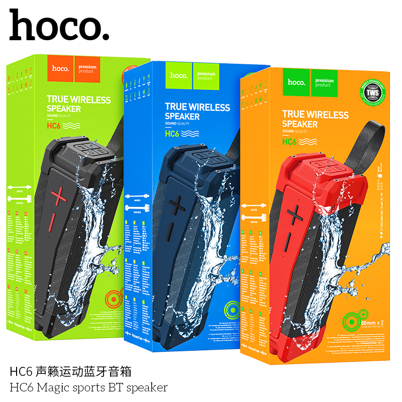 Loa Bluetooth đa năng HOCO HC6 công nghệ bluetooth V5.0, công suất 10Wx2, nghe nhạc 6h, pin 4000mAh, chống nước IPX5, thiết kế hầm hố, mạnh mẽ (Màu ngẫu nhiên)