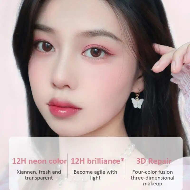 4-Grids Face Blush Matte Finish Makeup Loose Powder Rouge Blusher Waterproof Natural Delicate Contouring Brightening Complexion. 