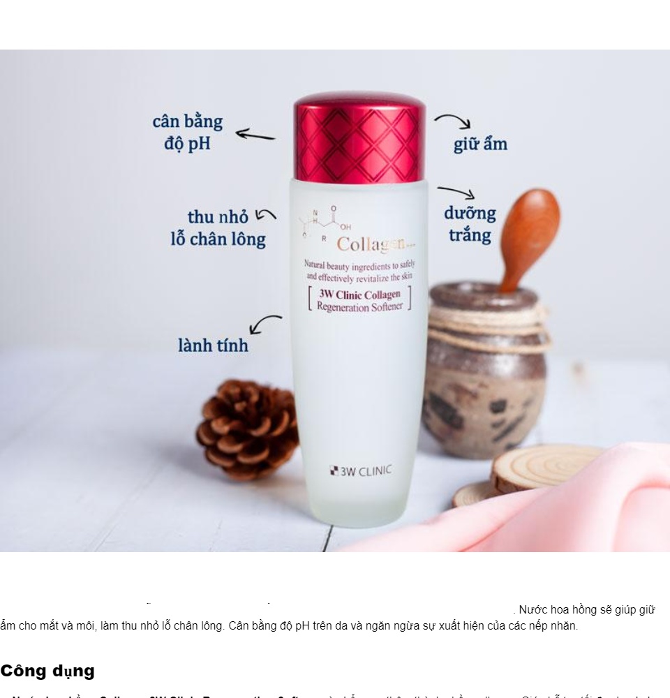 Nước Hoa Hồng 3W Clinic Collagen White Đỏ