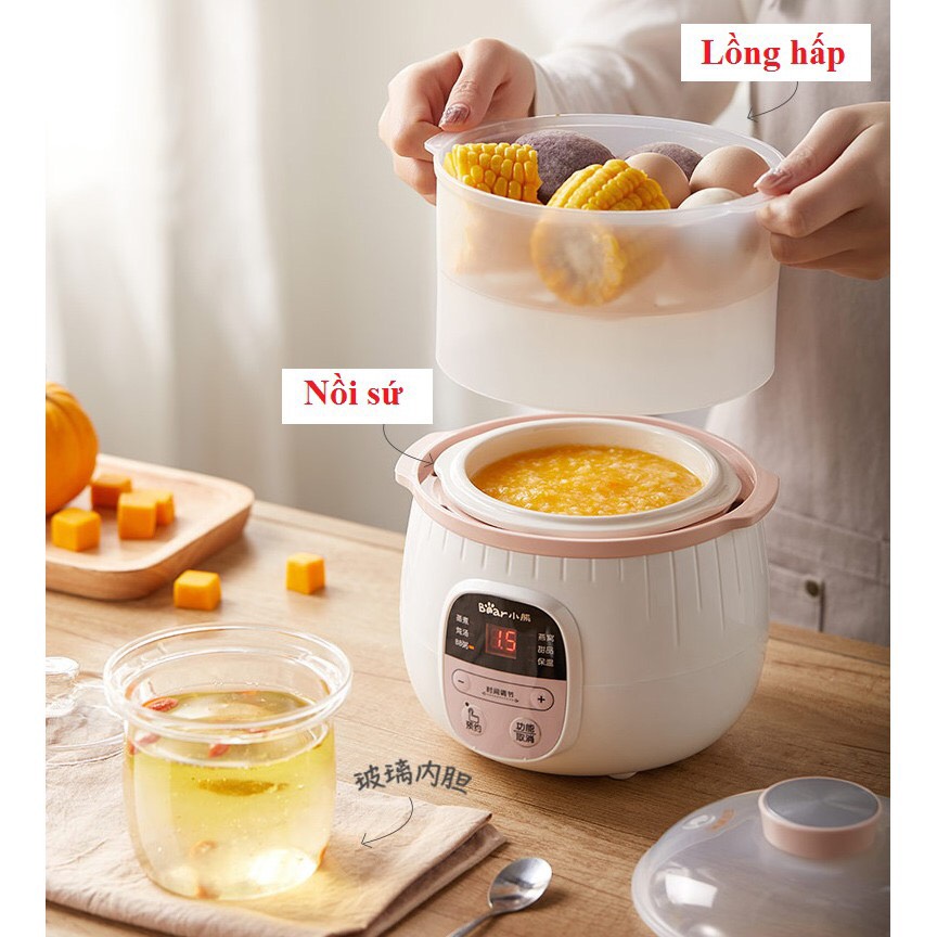 Nồi Nấu Cháo Chậm BEAR 0.8 lít[Hàng Sẵn,Bản Quốc Tế]